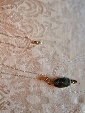 New 2" Green Aventurine and Citrine Gemstone Pendant on 29" 925 Singapore Chain